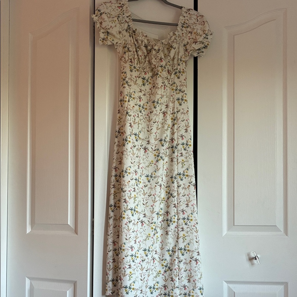 Cider Red Maxi Sundress with Puff Cap Sleeves